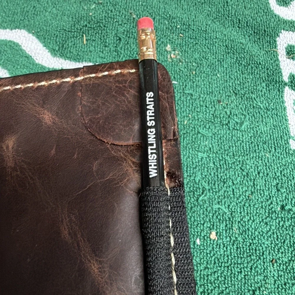 RARE Whistling Straits Golf Leather Stitched Scorecard Holder & Pencil Only